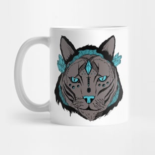 Blue Grey Mystical Tribal Cat Mug